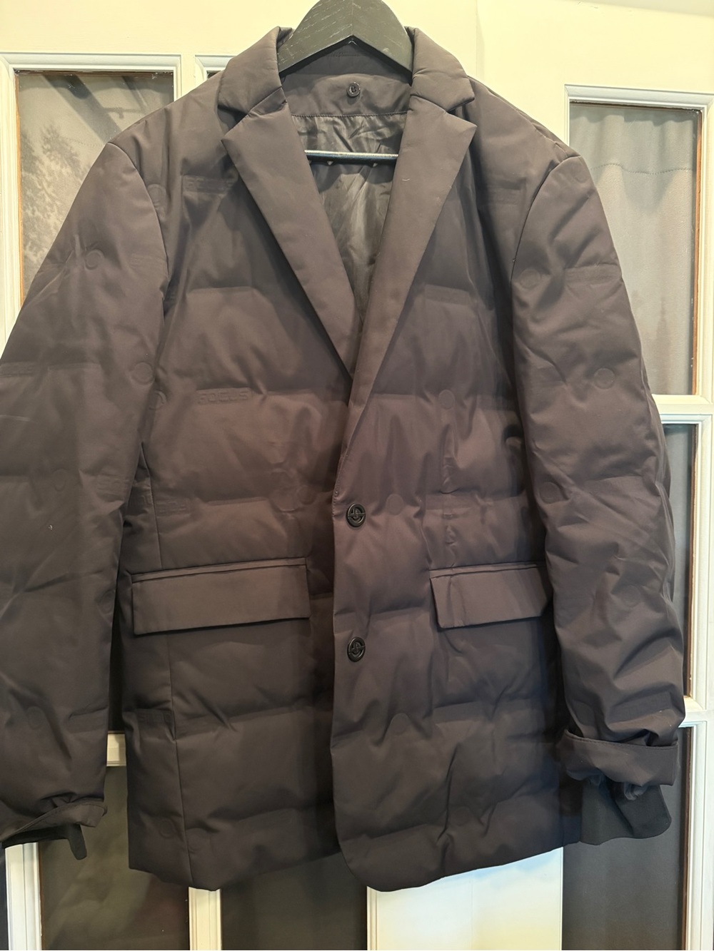 Men's Quilted Puffer Blazer Jacket - black